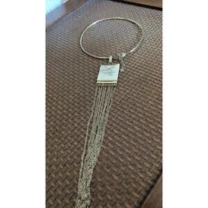 Vintage 1990s QVC Statement Necklace | Gold Tone Rigid Collar | Marbled Inlay